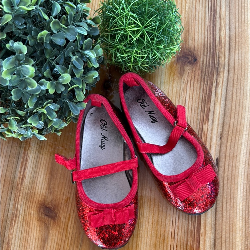 Old Navy Red Dress Shoes with Glittery Toe